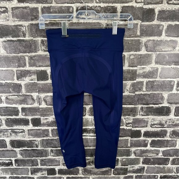 Lululemon Blue On Track Crop Leggings 19" Hero Blue - size 2 - Picture 4 of 9